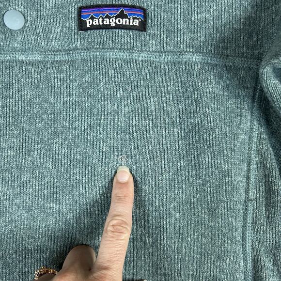 Patagonia Better Sweater 1/4 Snap Pullover Women's Small Greem Outdoors STAINED - Picture 8 of 16